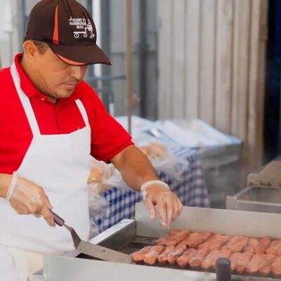 The Hamburger Man catering staff serving guests at a wedding